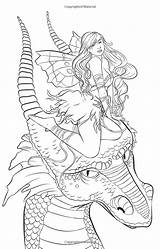 Coloring Dragon Fairy Pages Adult Fantasy Book Color Selina Dragons Colouring Printable Fenech Sheets Magical Faerie Choose Board Drawings Amazon sketch template