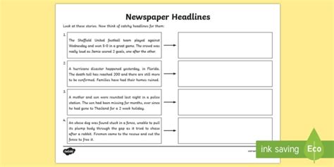 newspaper headline examples ks writing  newspaper report ks