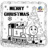 Coloring Thomas Christmas Pages Train Merry Printable Kids Print Santa Trains Friends Sheets Color Online Hat Snow Drawing Tank Engine sketch template