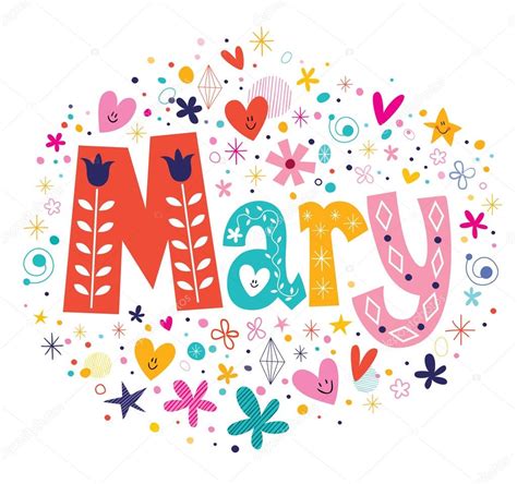 mary female  decorative lettering type design stock vector image