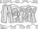 Monday Doodle Sheets Alley Blanco Mondays Pintar Calender sketch template