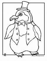 Penguin Coloring Pages Cartoon Christmas Hat Clipart Cute Kids Tuxedo Top Penguins Library Template Cliparts Little Blue Print Animal Collection sketch template