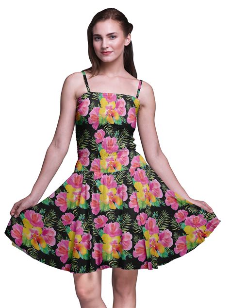 bimba floral ladies smocked waist mini sun dress summer party wear fl  ebay