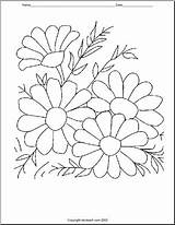 Coloring Pages Embroidery Flowers Spring Abcteach Butterflies Daisies Hand Flower sketch template
