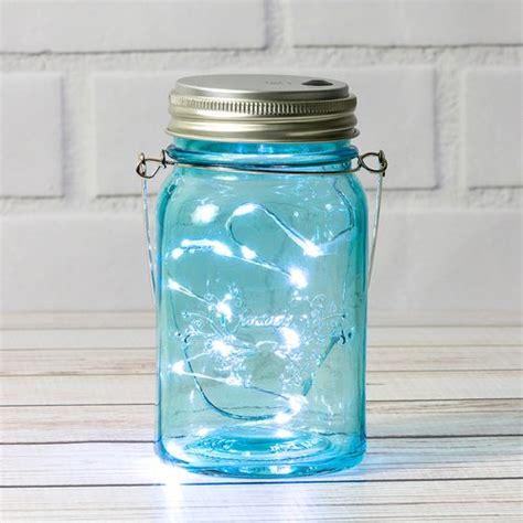 Fantado Water Blue Mason Jar With Fairy Lights Blue Mason Jars Mason