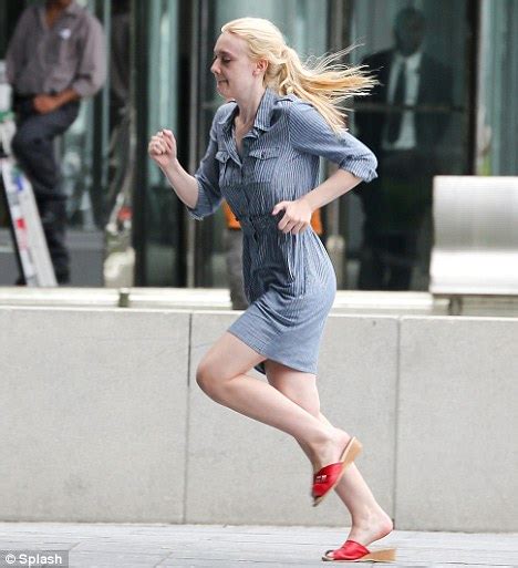 Dakota Fanning Is Quick On Her Feet Despite Impractical Shoes As She