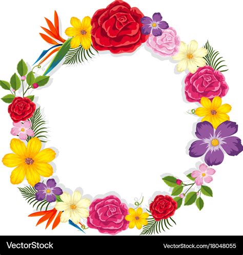 border  colorful flowers royalty  vector image