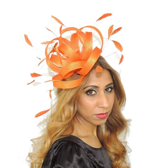 Fireball Orange Fascinator Hat For Weddings Kentucky Derby Etsy