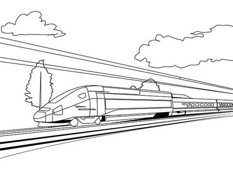 high speed train  sunny day coloring page color luna