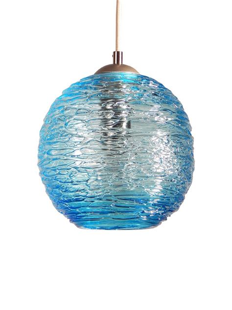 buy hand crafted spun glass aqua globe pendant light made to order