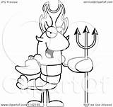 Devil Mascot Crawdad Lobster Character Clipart Cartoon Cory Thoman Outlined Coloring Vector 2021 sketch template