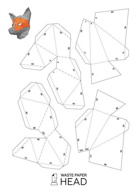 papercraft fox mask printable digital template mascara de