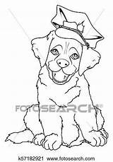 Retriever Labrador Coloring Fotosearch Clip Hat Police sketch template