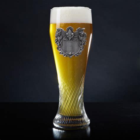 german swirling pilsner glass  personalized crest