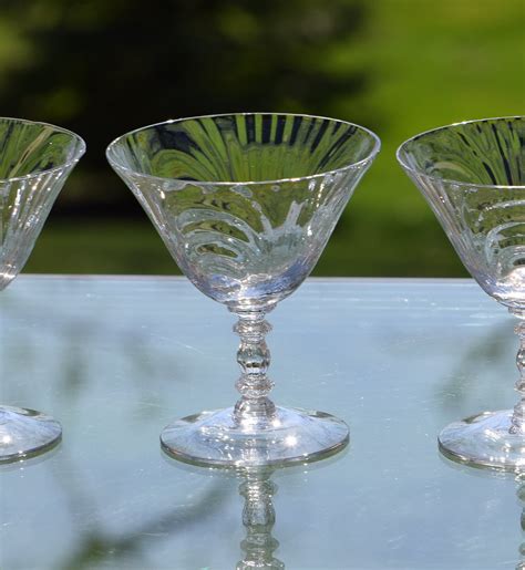 Vintage Crystal Cocktail Martini Glasses Set Of 3 Vintage 1940 S