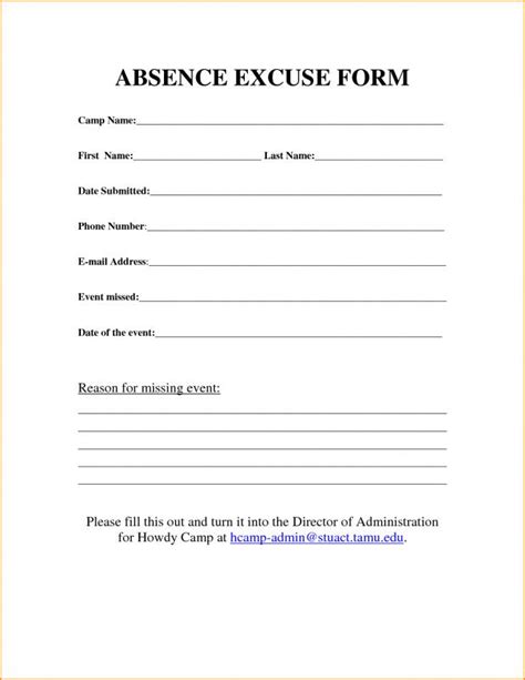 printable doctor excuse forms  work printable form