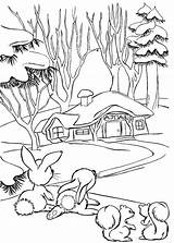 Colorare Paesaggi Disegni Invernali Paesaggio Invernale Pianetabambini Bambini Estivi sketch template