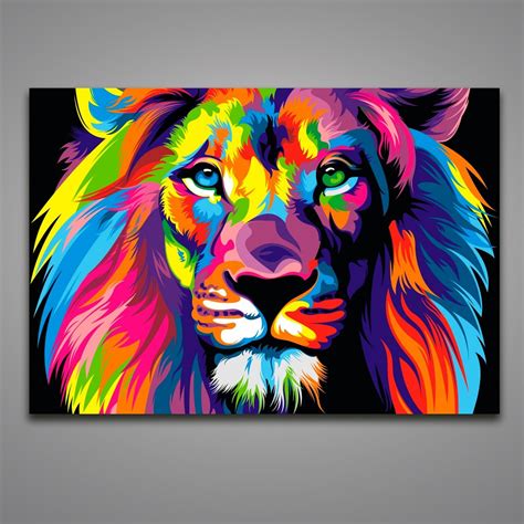 cuadro decorativo moderno minimalista leon colores