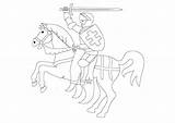 Coloring Horseback Knight Large Edupics sketch template