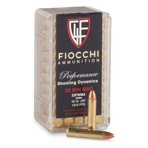 fiocchi performance 22 winchester magnum jhp 40 grain 50 rounds