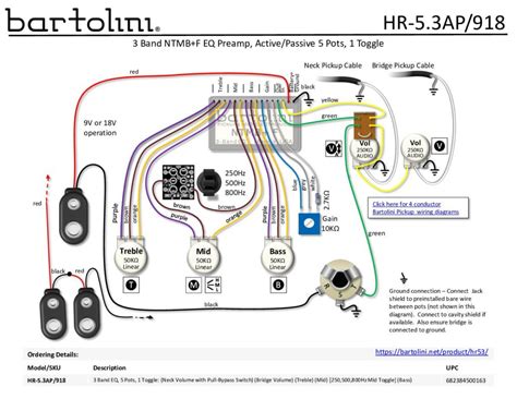 hr ap harness wiring diagram bartolini pickups electronics