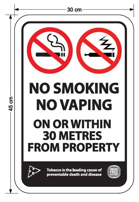 No Smoking No Vaping Within 30m 30x45cm Guelph Signs