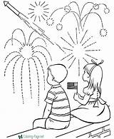 Coloring Pages Fireworks 4th July sketch template