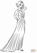 Coloring Pages Dresses Evening 1930s 1930 Women Drawing Womens Printable Paper sketch template