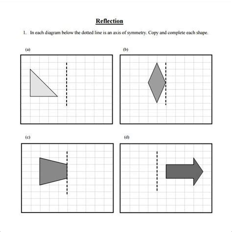 reflections worksheet answers maths worksheets  grade
