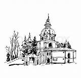 Monastery Kloster Vydubychi Witte Kyiv Klooster Schetstekening sketch template