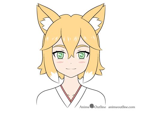 draw  anime fox girl step  step animeoutline