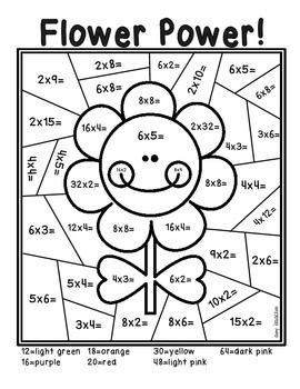 multiplication color  number spring  coloring pages