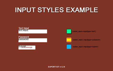 css input styles export kit