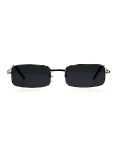 sa mens retro vintage narrow rectangular pimp metal sunglasses silver black walmartcom