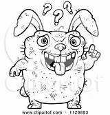 Ugly Rabbit Coloring Cartoon Outlined Confused Clipart Cory Thoman Vector Illustration Royalty Waving 2021 sketch template