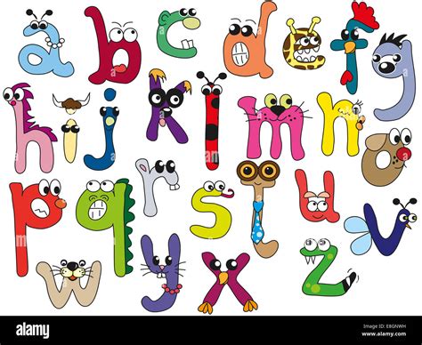 divertido  comico el alfabeto en minusculas fotografia de stock alamy