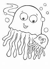 Jellyfish Coloring Pages Easy Printable Kids Via Adults sketch template
