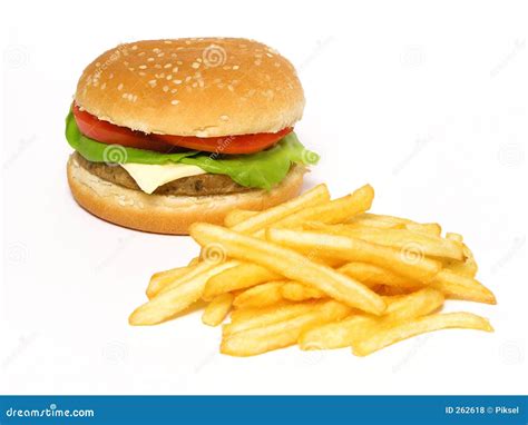 hamburger en frieten stock foto image  friet voorwerp