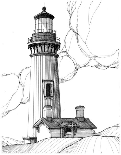 yaquina bay lighthouse oregon pencil art drawings easy drawings art