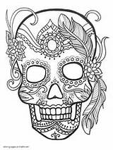 Coloring Skull Pages Printable Adults Sugar Skulls Adult Print Book Drawings Sheet sketch template