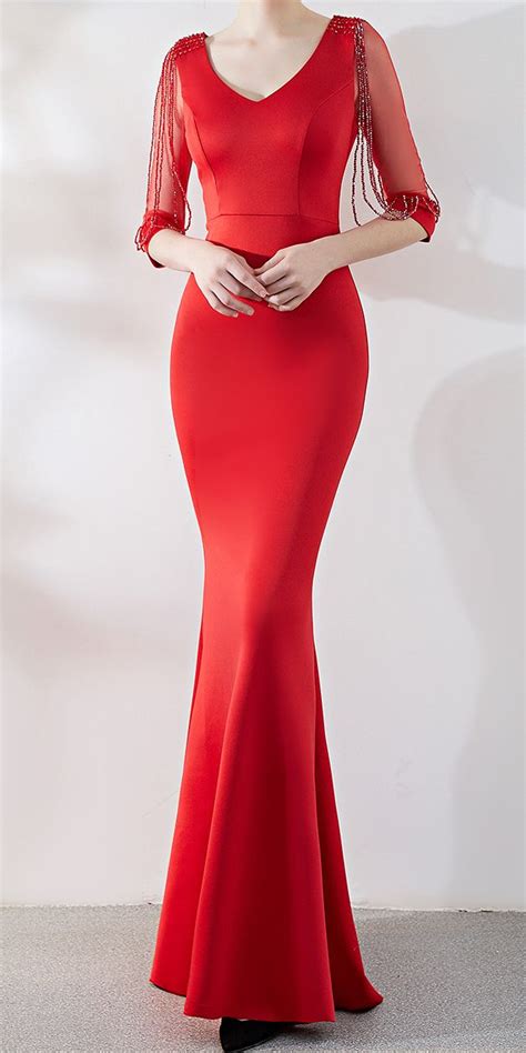 hot red long tight maxi evening dress stunning en 2020