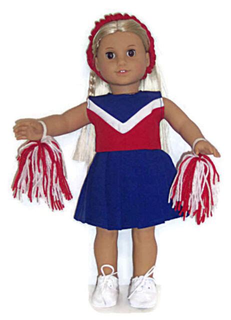 Cheerleader Set W Pom Poms And Schrunchie Fits 18 Inch American Girl Doll