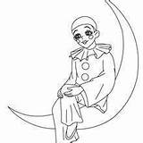 Coloring Pages Hellokids Pierrot Moon Carnival sketch template