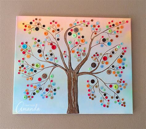 button tree  beautiful canvas project full  vibrant colors