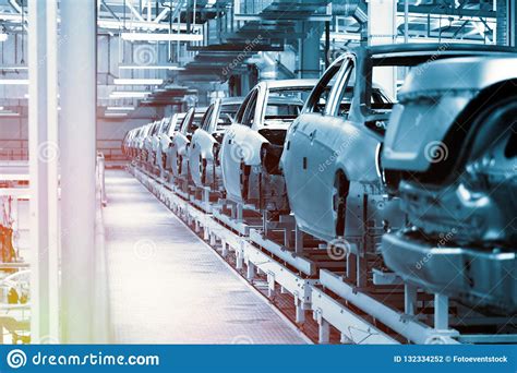 Car Bodies Are On Assembly Line Factory For Production Of