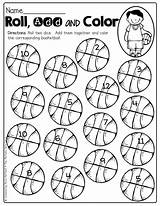 Basketball Preschool Math Color Roll Activities Kids Dice Add Kindergarten Fun Printable Learning Coloring Sports Pages School Such Practice Way sketch template