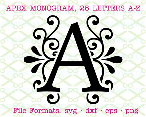 apex monogram svg font cricut silhouette files svg dxf eps png