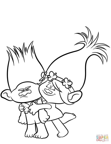 branch poppy  trolls coloring page  printable coloring pages