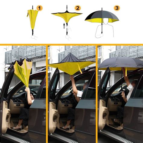 reversible umbrella dual layer yellow inverted umbrella  stand  shape hook   hands