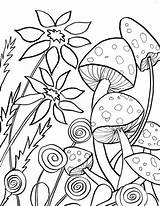 Mushroom Garden Coloring Dea Pages Downloadable Lenihan Artsy Kindergarten Drawing Click sketch template